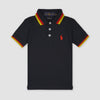 RL Black Red & Yellow Stripes Small Red Pony Polo 5272