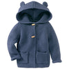 Topo Mini Blue Front Button With Hood Sweater 5432