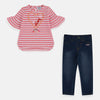 Dkny 2 Piece Pink Heart Shirt With Blue Jeans 5659