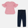 Dkny 2 Piece Pink Heart Shirt With Blue Jeans 5659