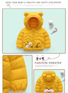 Bear Face Yellow Hooded Puffer Jacket 6185