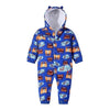 Crazy Racing Car Allover Printed Quilted Hooded Romper 6302