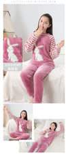 2 Piece Raspberry White Bunny Shirt Flannel With Trouser Set