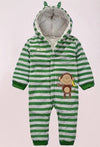 Funky Monkey Green Quilted Hooded Warm Romper 6299