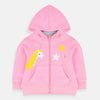KK Unicorn Embroided Pink Fleece Zipper Hoodie  6319