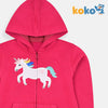 KK Applic Unicorn Embroided Fleece Zipper Hoodie 6342